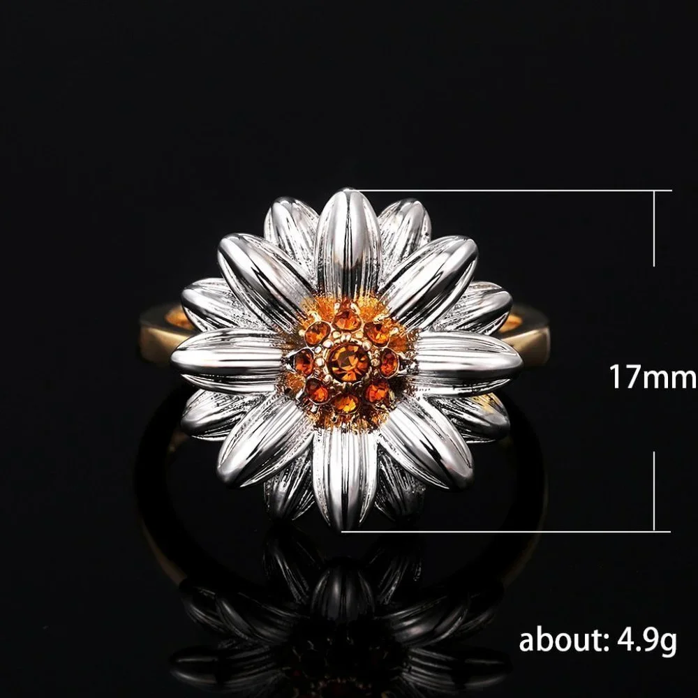 💞Summer Party Sweet Flower Thin Zircon Gold Rings for Women, MARR9144